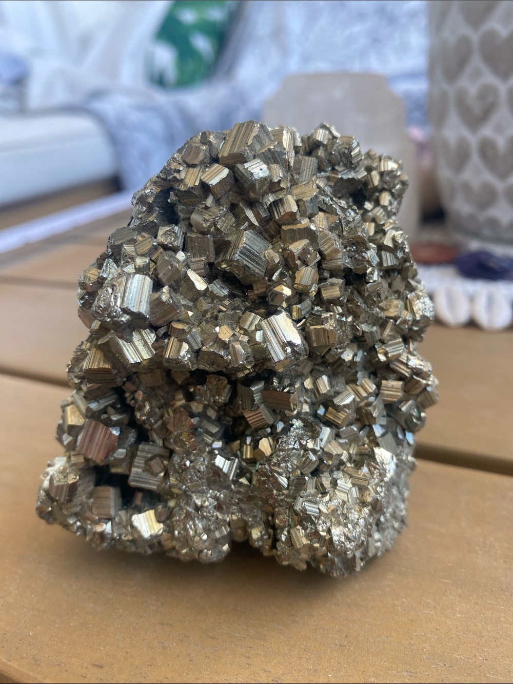 Natural Pyrite Cluster Decorative Accent - Gold Crystal Home Accent